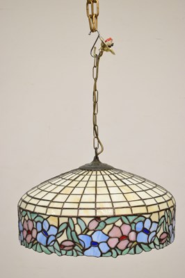 Lot 298 - Large Tiffany-style leaded ceiling pendant shade