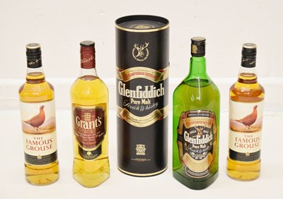 Lot 486 - Glenfiddich pure malt Scotch whisky, Famous Grouse Scotch Whisky, and Grant's Scotch Whisky