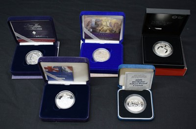 Lot 183 - Five Royal Mint silver proof presentation Crown or £5 coin packs