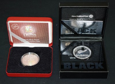 Lot 196 - New Zealand All Blacks silver $1, and The Lions silver $1