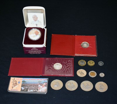 Lot 203 - Collection of world coins commemorating Pope John Paul II, etc