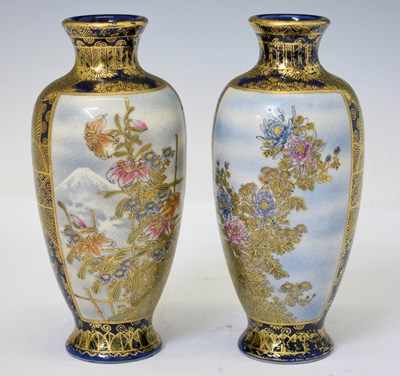 Lot 441 - Pair of early 20th century Japanese satsuma vases