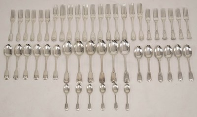 Lot 166 - Canteen of matched silver fiddle shell and thread pattern flatware