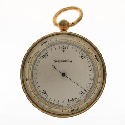 Lot 317 - Early 20th century brass cased compensated pocket barometer and compass