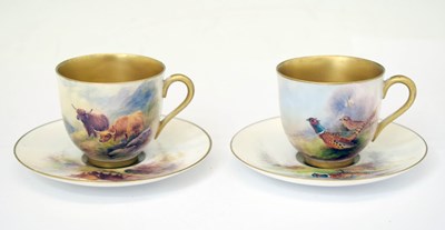 Lot 410 - Pair of Royal Worcester coffee cups and saucers