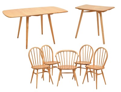 Lot 612 - Ercol - Set of four elm Windsor dining chairs, etc.