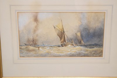 Lot 546 - George Stainton (British, 1832-1900) - Watercolour - Boats of a stormy coast