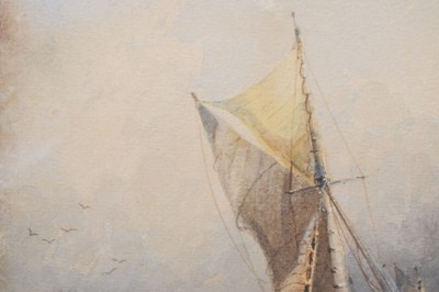 Lot 546 - George Stainton (British, 1832-1900) - Watercolour - Boats of a stormy coast