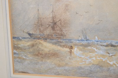 Lot 546 - George Stainton (British, 1832-1900) - Watercolour - Boats of a stormy coast