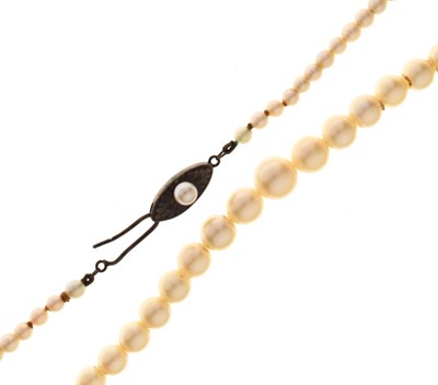 Lot 72 - Graduated row of  cultured pearls