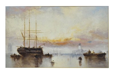 Lot 547 - Attributed to William McAlpine (fl. 1840-1880) - Oil on board - Coastal scene