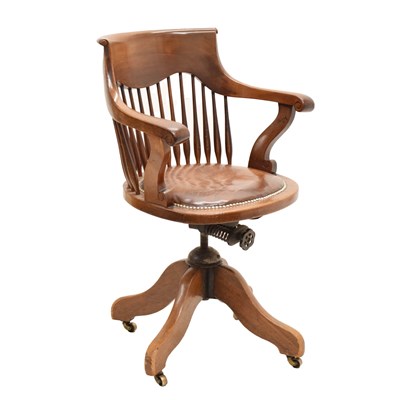 Lot 642 - Early 20th century mahogany swivel office chair