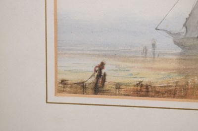 Lot 549 - Attributed to Henry Barlow Carter (British, 1804-1868) - Watercolour - 'Whitby Sands‘
