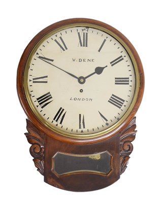 Lot 583 - 19th century mahogany single fusee drop dial wall clock