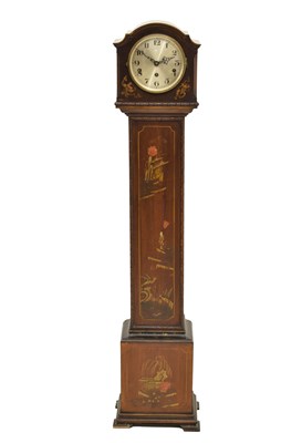 Lot 581 - Early 20th century mahogany cased chinoiserie grandmother clock