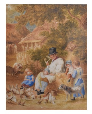 Lot 561 - Attributed to Robert Hills (1769-1844) - Watercolour - 'A Farmer and his Family'