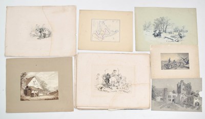 Lot 570 - Portfolio of late 19th / early 20th century watercolours and etchings