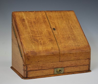 Lot 205 - Edwardian oak stationery box