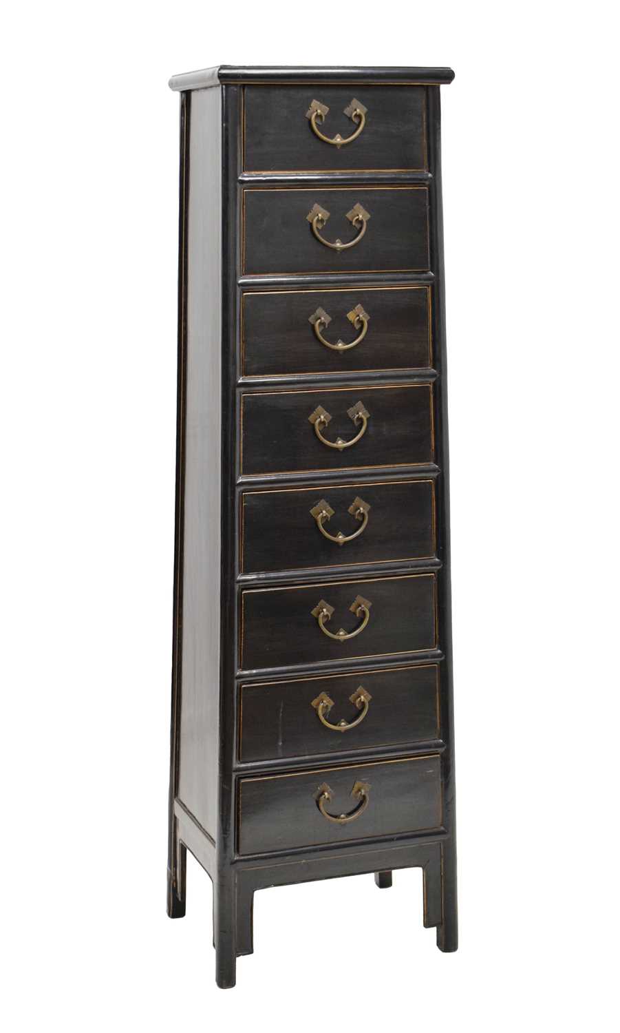 Lot 324 - Chinese black painted tall chest of eight drawers
