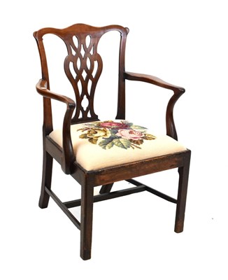 Lot 464 - George III mahogany elbow chair, needlework seat