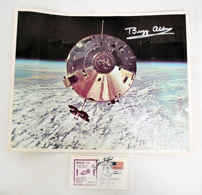 Lot 183 - Moon Landing Interest - Buzz Aldrin signed lithograph, and Apollo 10 1st day cover