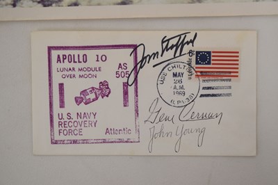 Lot 183 - Moon Landing Interest - Buzz Aldrin signed lithograph, and Apollo 10 1st day cover