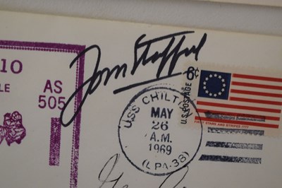 Lot 183 - Moon Landing Interest - Buzz Aldrin signed lithograph, and Apollo 10 1st day cover