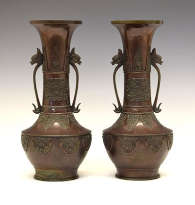 Lot 297 - Pair of Far Eastern bronze vases, circa 1900