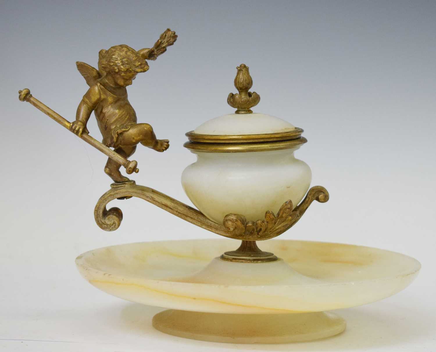 Lot 188 - Early 20th century alabaster and gilt metal