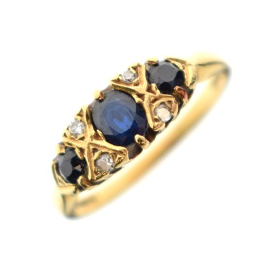 Lot 10 - Sapphire and diamond 18ct gold ring