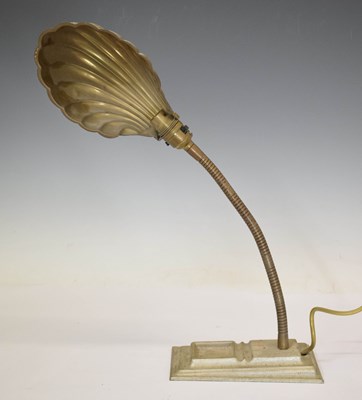 Lot 209 - Early 20th century metal desk lamp with 'clam shell' shade