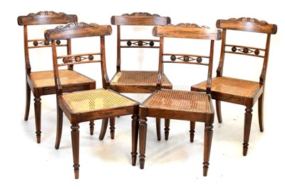 Lot 372 - Set of five Regency / George IV  faux rosewood cane-seat chairs