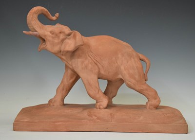 Lot 312 - After Emile Rouff, large terracotta figure of an elephant