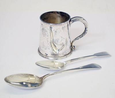 Lot 131 - George VI silver christening mug and two silver spoons