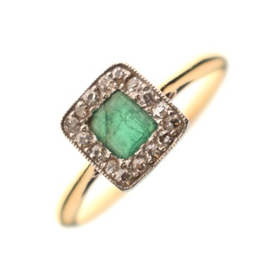 Lot 6 - Emerald and diamond cluster ring