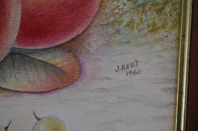 Lot 392 - John Reed - Pair of oils on canvas - Still life apples and pears