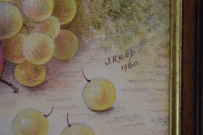 Lot 392 - John Reed - Pair of oils on canvas - Still life apples and pears