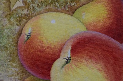 Lot 392 - John Reed - Pair of oils on canvas - Still life apples and pears