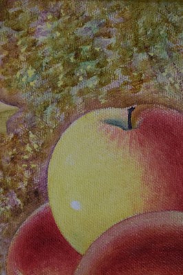 Lot 392 - John Reed - Pair of oils on canvas - Still life apples and pears