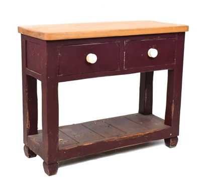 Lot 525 - Pine two-drawer table