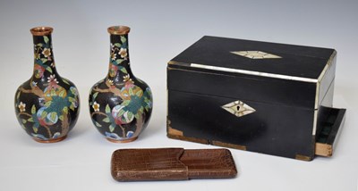 Lot 191 - Victorian lady's ebonised and mother-of-pearl inlaid vanity case