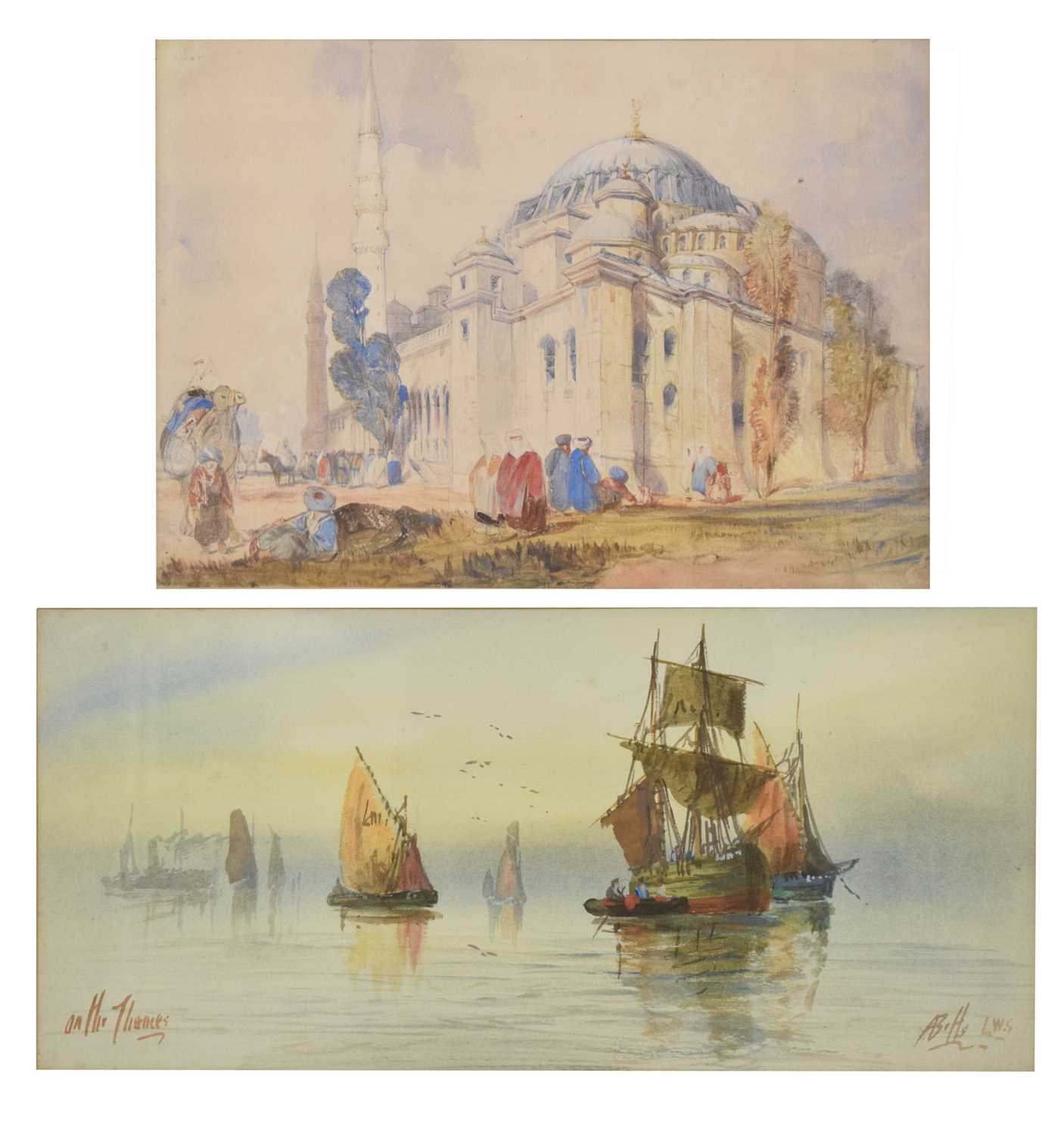 Lot 381 - Charles Bentley (1805-1854) - Watercolour - 'A Mosque', and one other