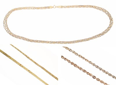 Lot 56 - Three 9ct gold necklaces