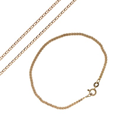 Lot 54 - 9ct rose gold necklace and 9ct gold bracelet