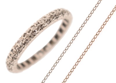 Lot 26 - 18ct white gold diamond eternity ring and a 9ct white gold chain