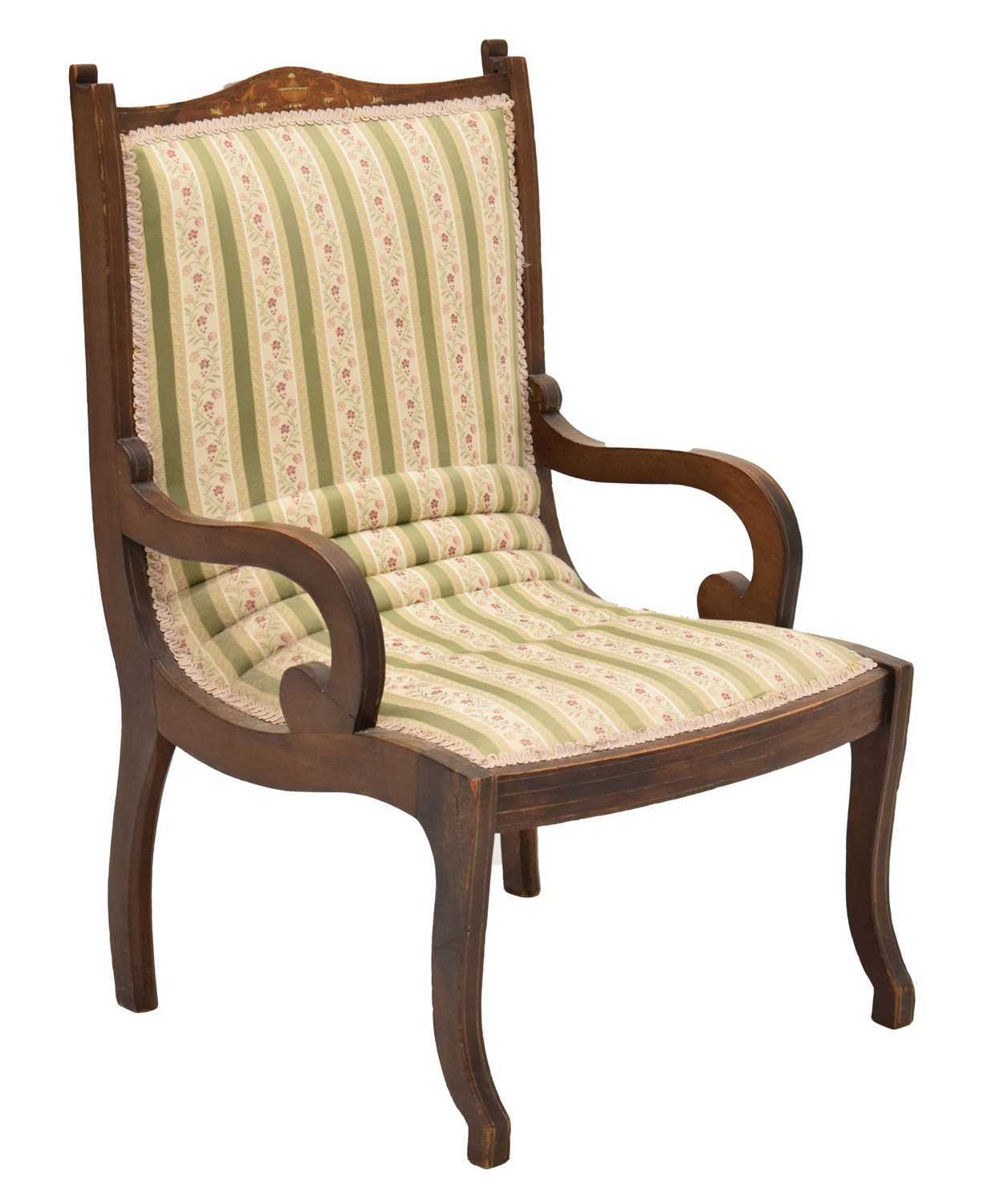 Century Inlay Chair Lot 449 - 19th century inlaid mahogany chair