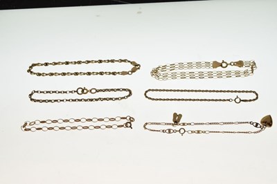 Lot 54 - Six various 9ct gold bracelets