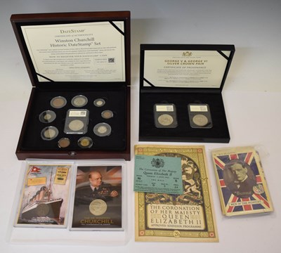 Lot 156 - Collection of historic coins relating to Sir Winston Churchill, Queen Elizabeth II, and RMS Titanic