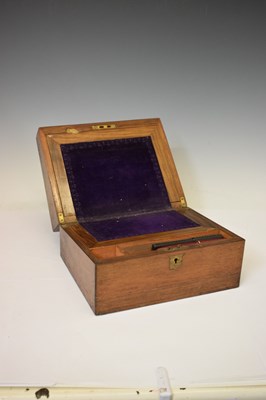 Lot 218 - Victorian walnut lap desk, a selection of gold nibbed fountain pens, etc