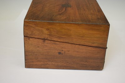 Lot 218 - Victorian walnut lap desk, a selection of gold nibbed fountain pens, etc